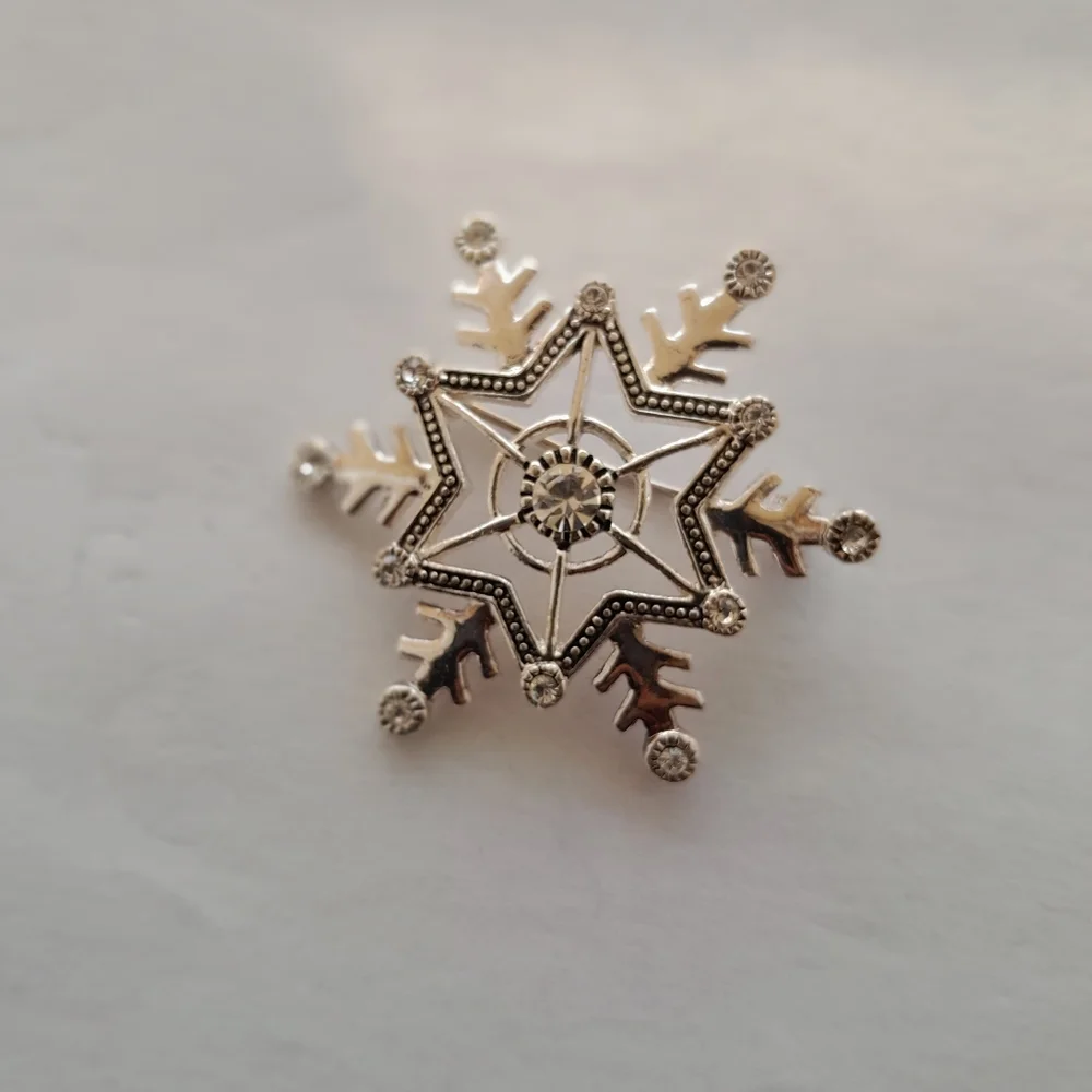 Vintage Elegant Silver Snowflake Brooch